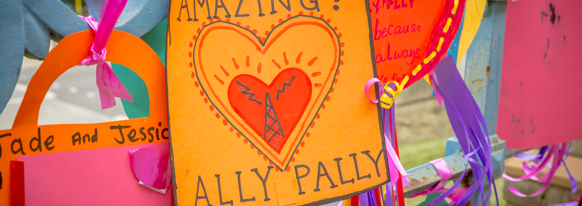 Colourful paper crafts made by children illustrating Alexandra Palace